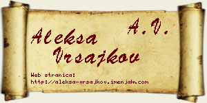 Aleksa Vrsajkov vizit kartica